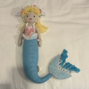 Pottery Barn Kids Blue and Yellow Mermaid Doll Large 24 inches